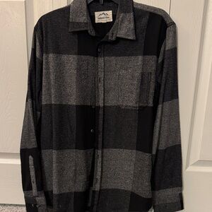 Black and Gray Plaid Button-Up Shirt